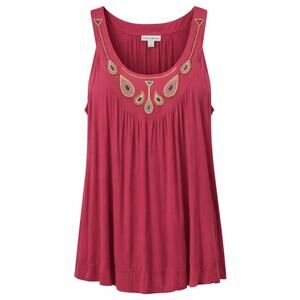 Fashion Bug Tank Top Womens Plus Size 3X Pink Embroidered Beaded Sleeveless NWT